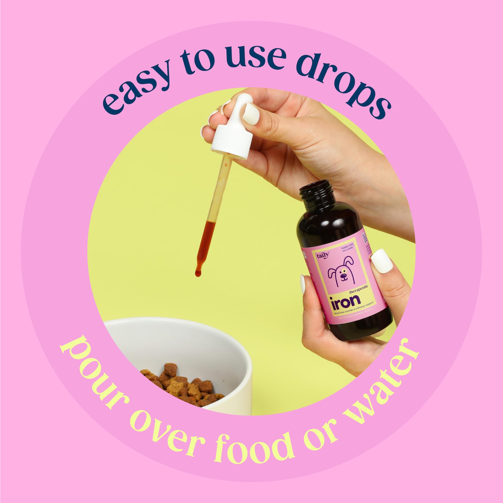 Taily AminoPets liquid iron product, USA-made with quality control