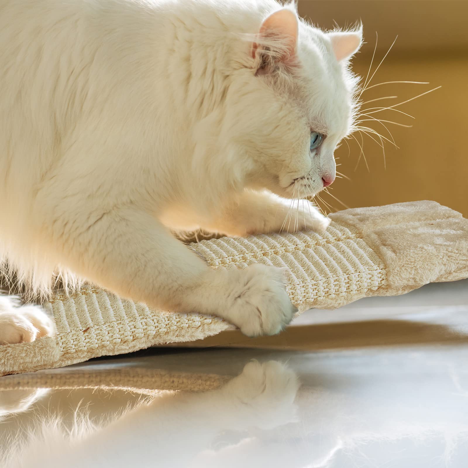 Taiyin corner pad in-use on wall showing cat activity and furniture protection.