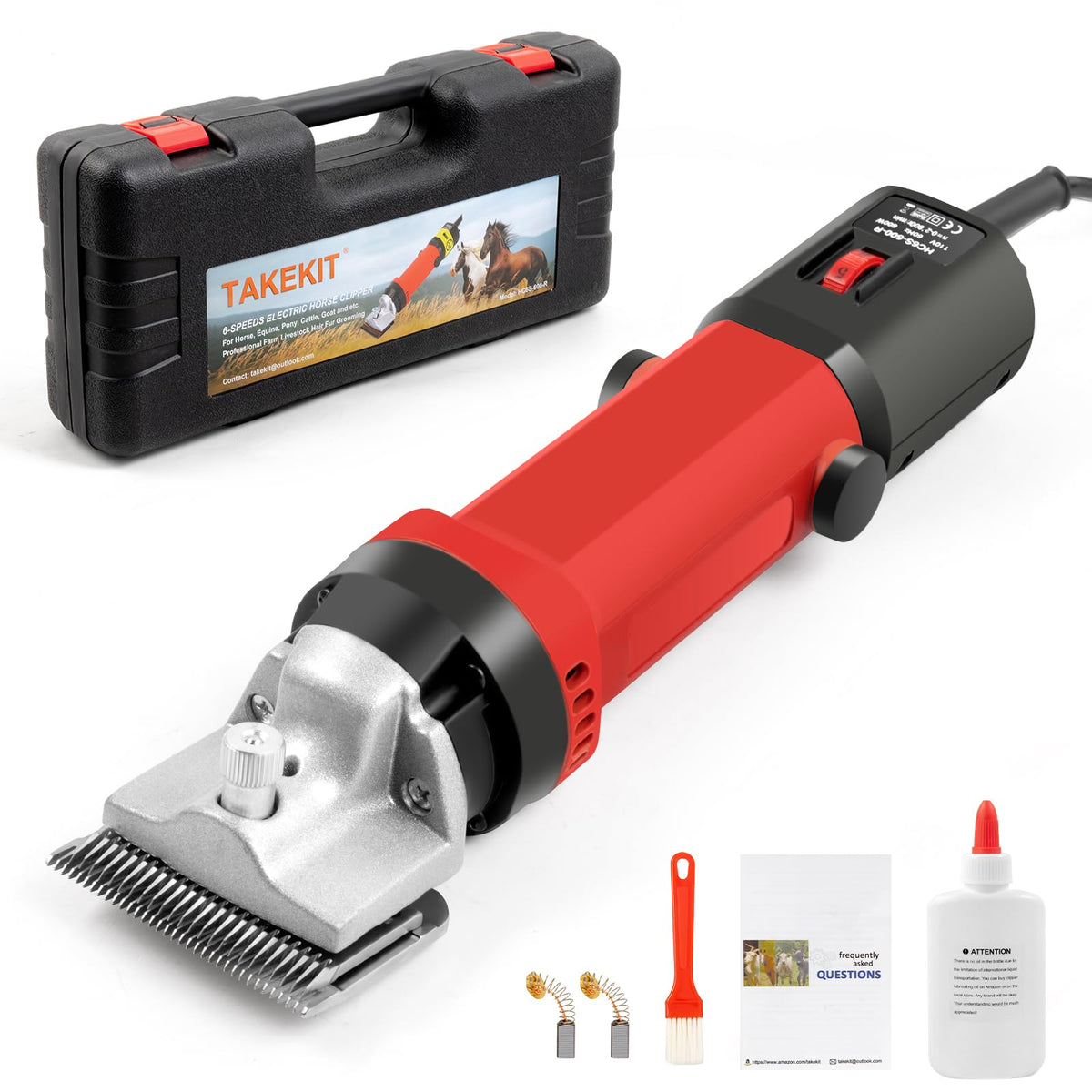 Takekit horse clippers front view showing powerful full body clipping capability