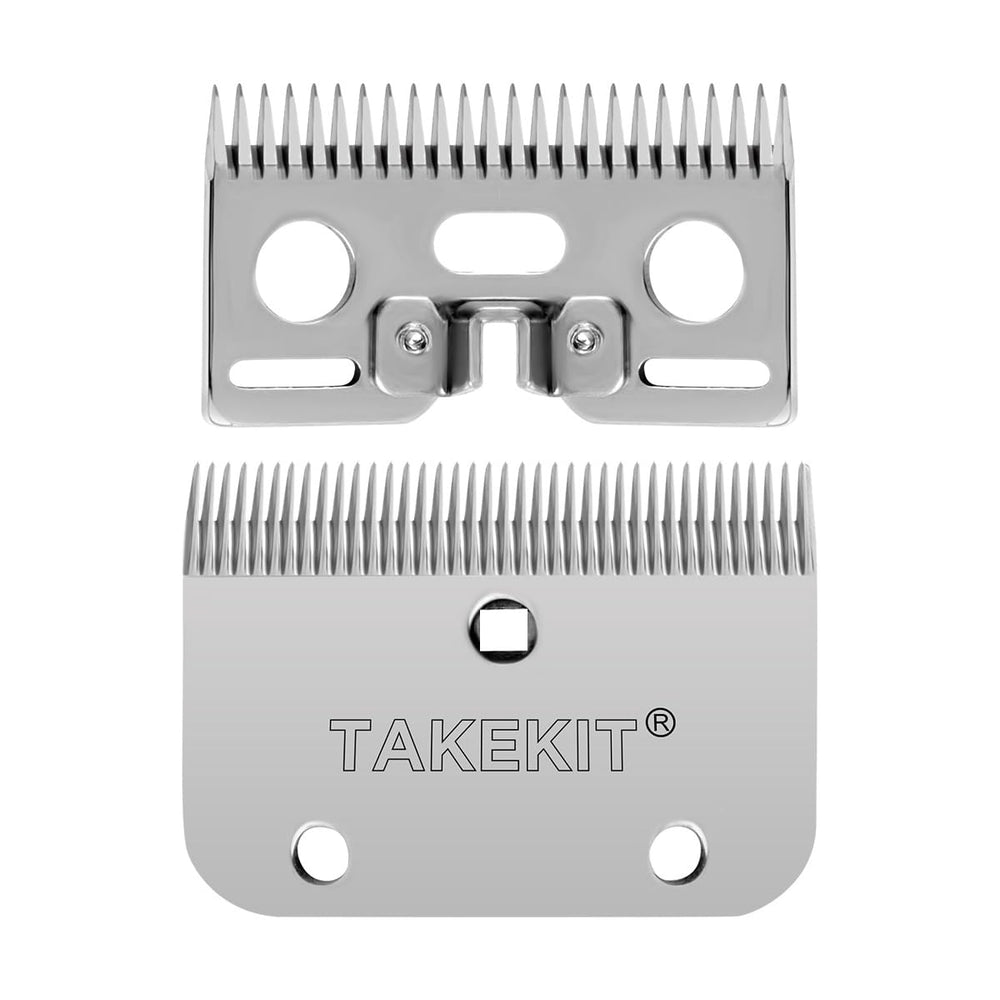 TAKEKIT horse clipper replacement blade top close-up, durable stainless steel for long-lasting sharpness.