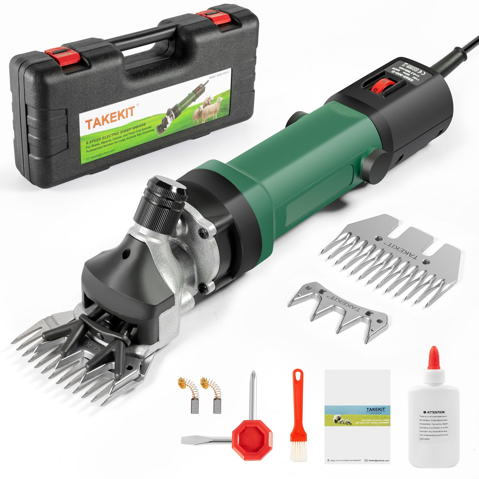 TAKEKIT Sheep Shears 600W motor for efficient clipping.