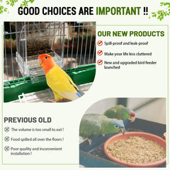 TAKORUY transparent crystal-clear feeder shows seed level at a glance.