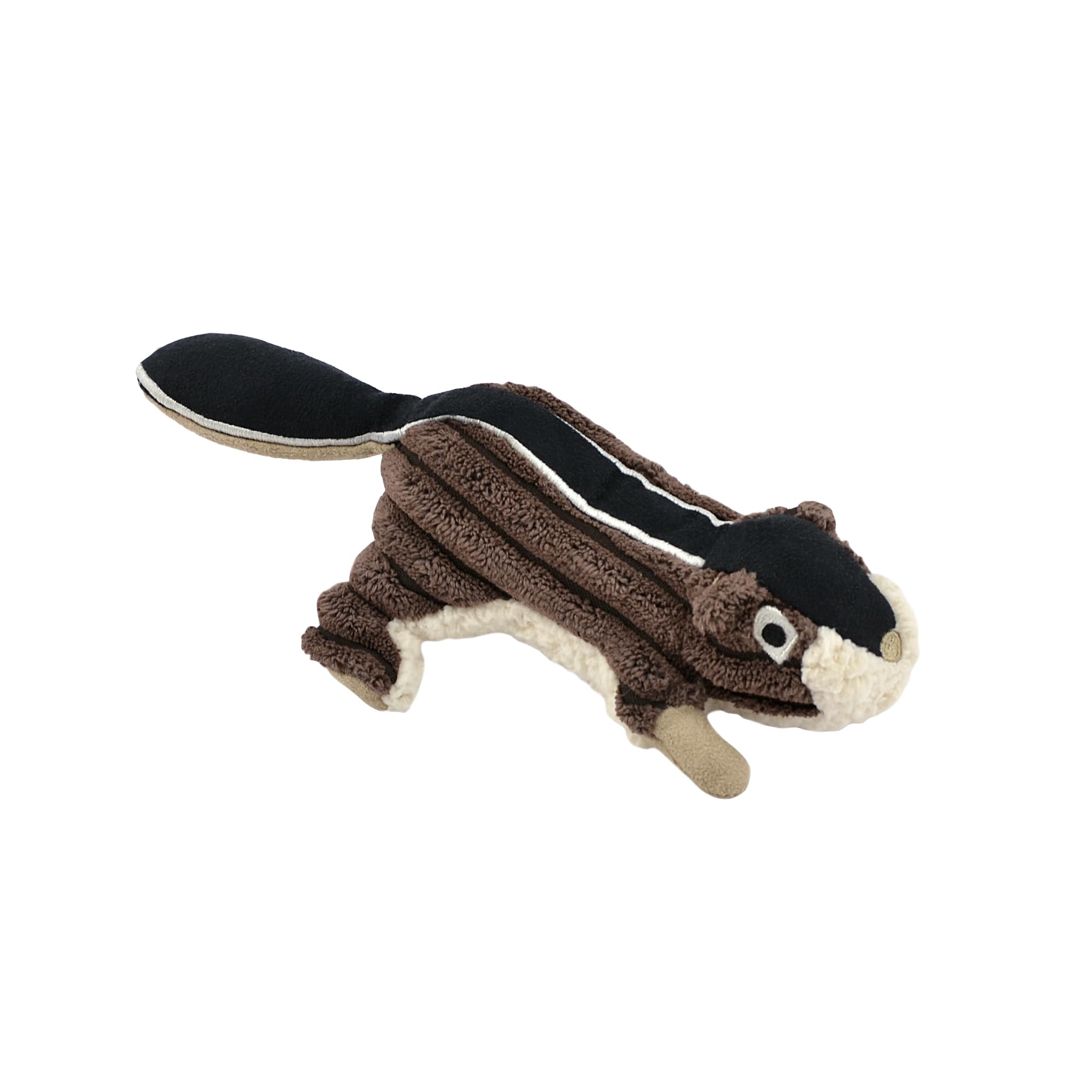 Tall Tails Chipmunk squeaker toy held in hand for small dogs' interactive play.