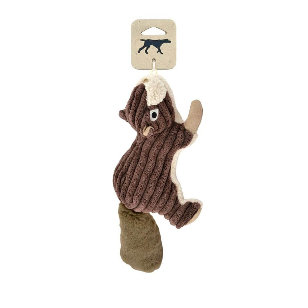 Tall Tails Squirrel plush squeaker toy in action showing durable seams.