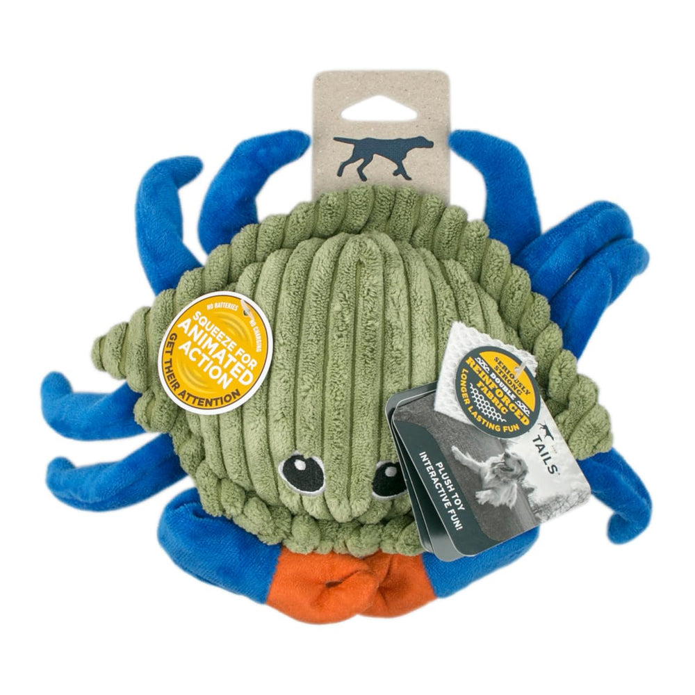Tall Tails crab toy invites cuddling sessions with soft plush comfort