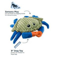 Tall Tails crab toy showing squeeze action that activates movement