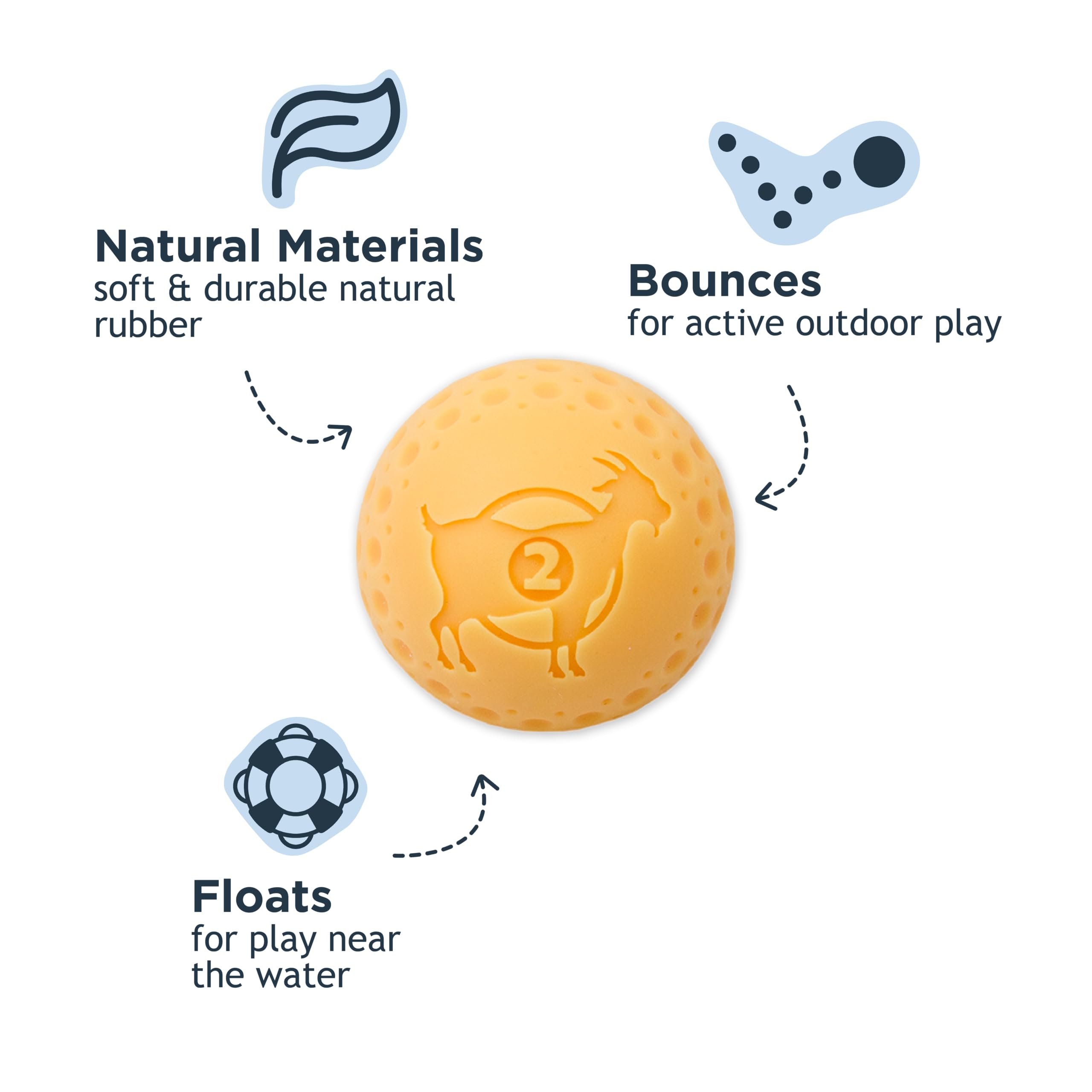 Tall Tails G.O.A.T sport ball small fetch action in yard demonstrates active bounce.