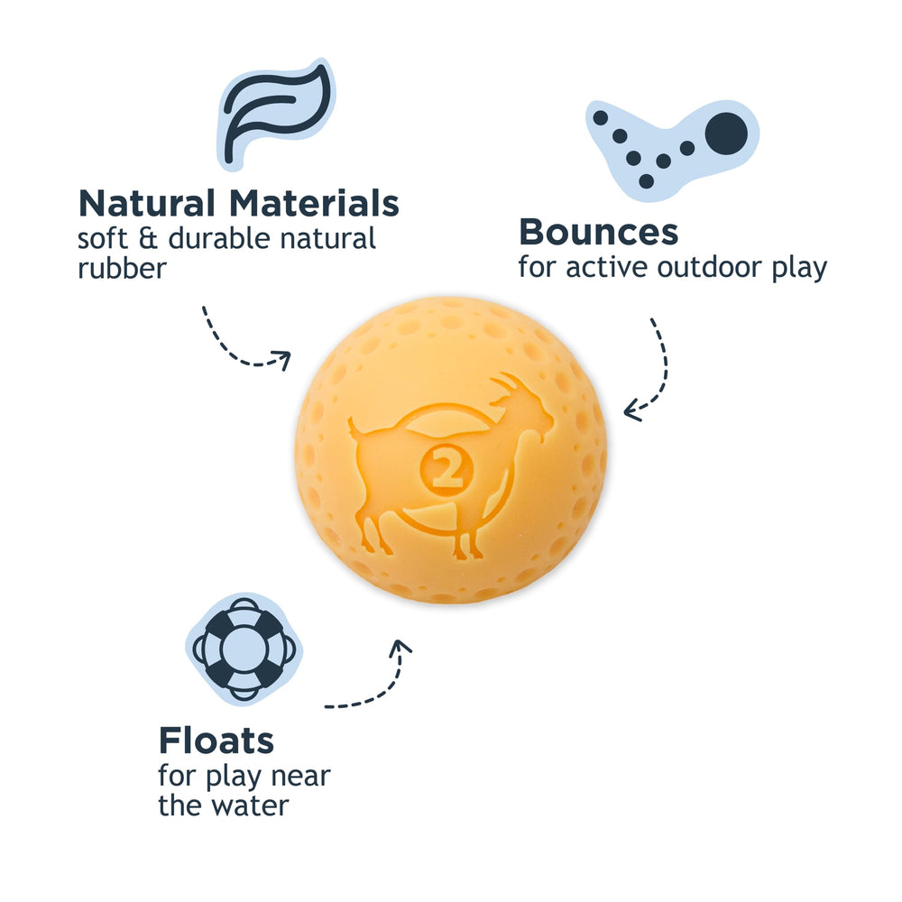 Tall Tails G.O.A.T sport ball small fetch action in yard demonstrates active bounce.