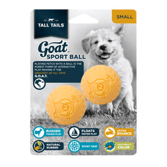 Tall Tails G.O.A.T sport ball small front view highlights durable rubber for rugged fetch.