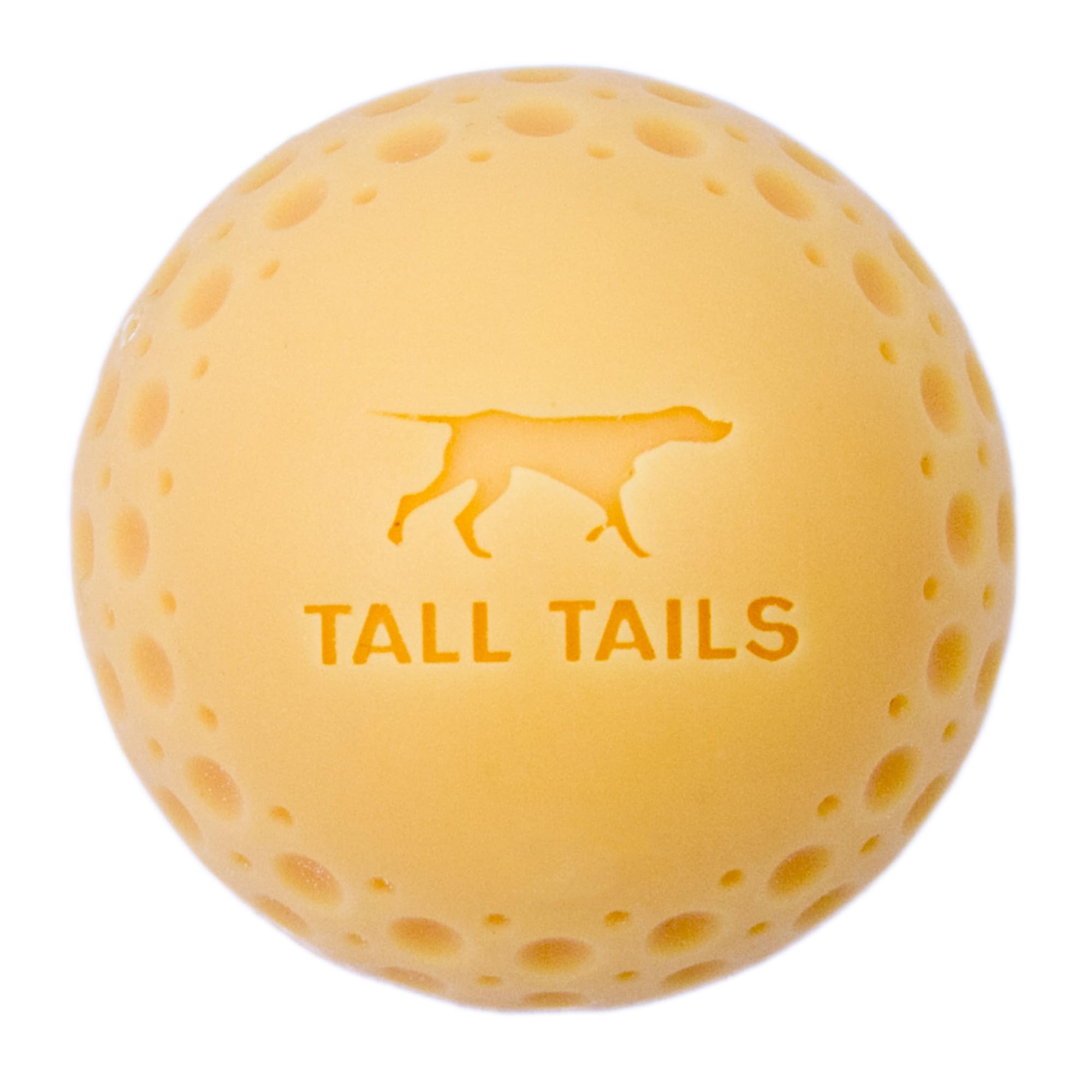 Tall Tails G.O.A.T sport ball small side view shows bright yellow color for visibility.