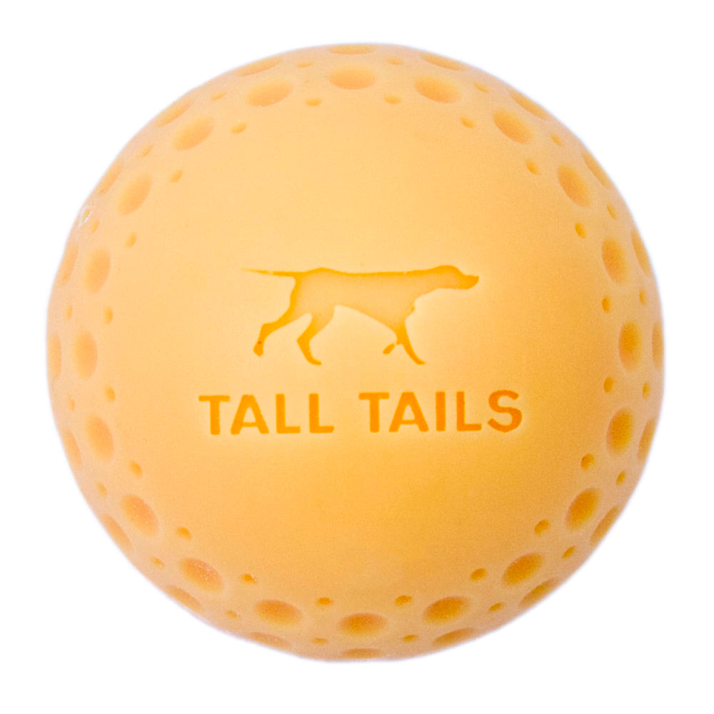 Tall Tails G.O.A.T sport ball small side view shows bright yellow color for visibility.