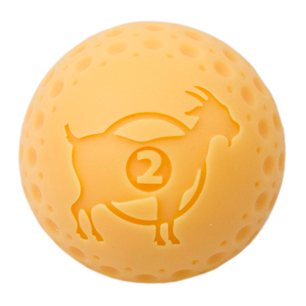 Tall Tails G.O.A.T sport ball small yellow closeup emphasizes floating design for water play.