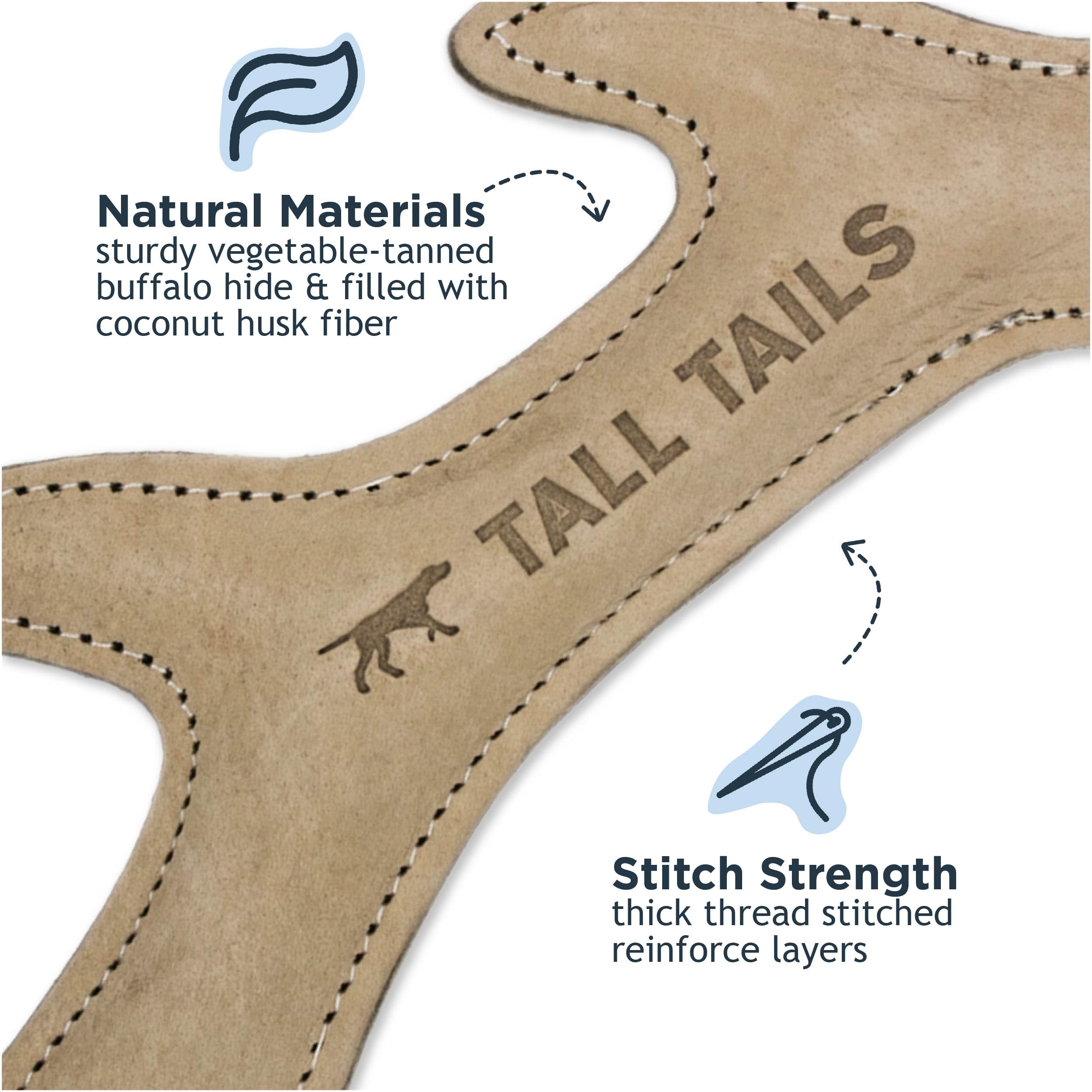 Tall Tails natural buffalo-hide fetch toy supports interactive games like fetch and tug.