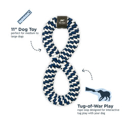 Tall Tails Navy braided infinity tug toy during fetch sessions for active dogs.