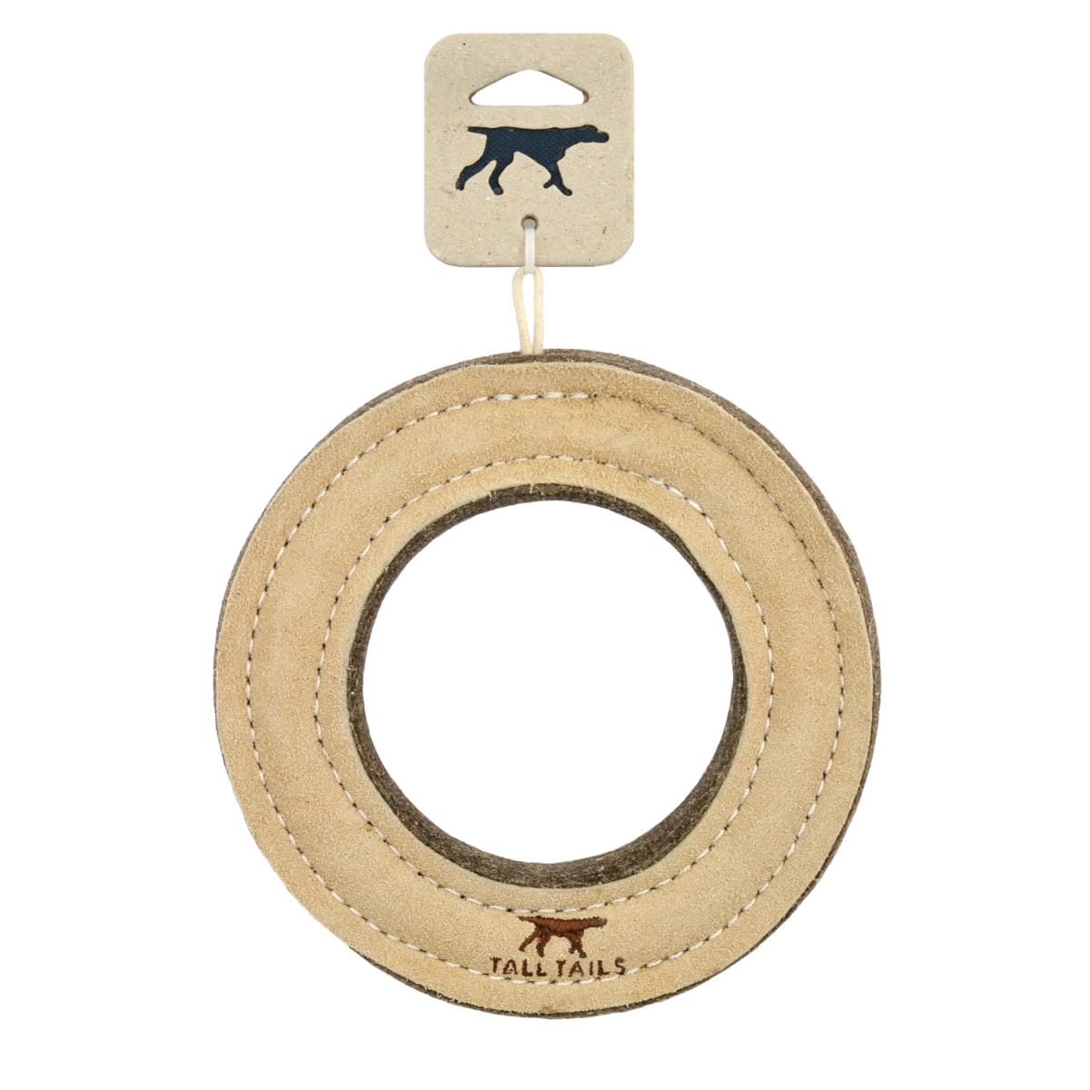 Tall Tails Ring Natural Leather Fetch Toy size-appropriate for medium and large dogs during retrieval
