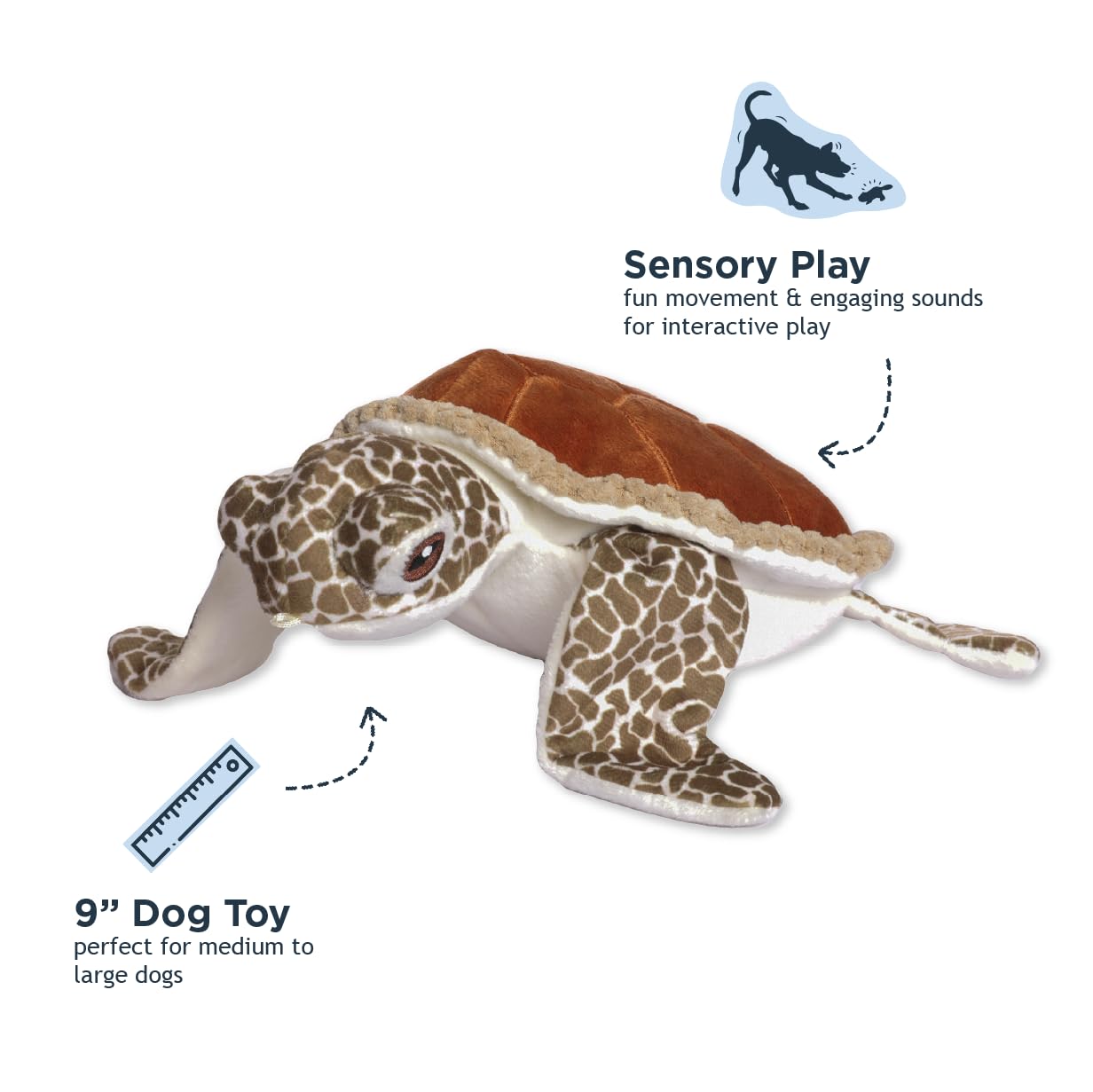 Tall Tails sea turtle toy squeeze action demonstrates animated flipper movement for engagement.