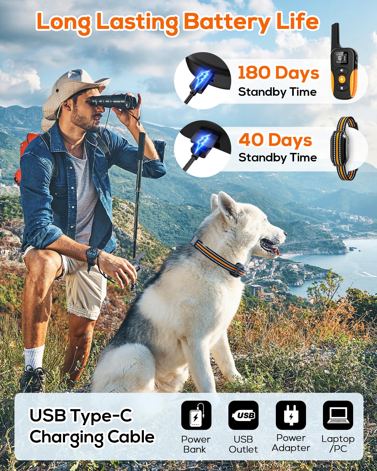 Tallentrol long battery life on collar and remote for outdoor use
