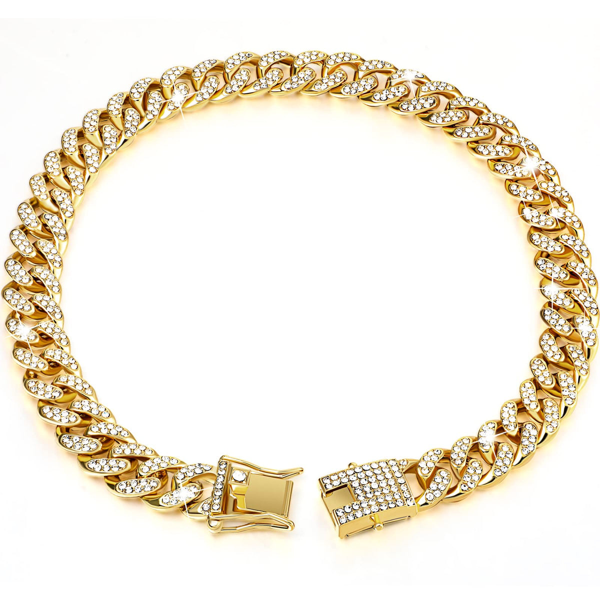 Collar de cadena dorada Tallew para perro con diamantes, paseo elegante