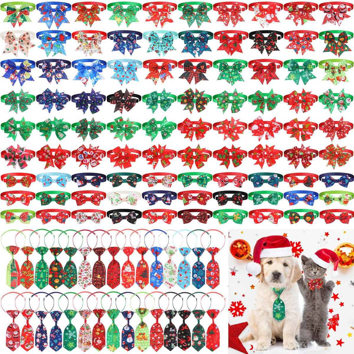 Talltalk Christmas dog bowties - variety-patterns for festive looks and photo-worthy moments.