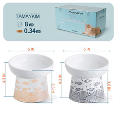 Tamaykim cat-bowls side-view highlights elevated height for easier access.