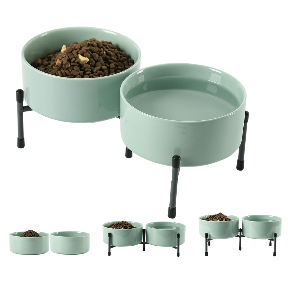 TAMAYKIM elevated dog bowls on a stand for comfortable feeding.