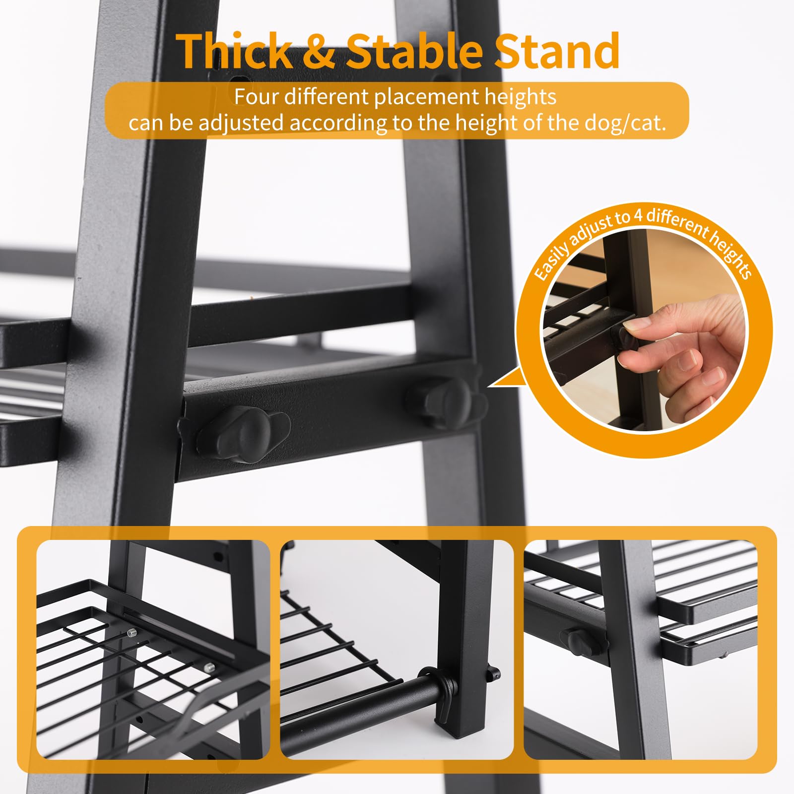 Tamaykim bowls sit on a metal non-slip stand for stable, mess-free feeding.