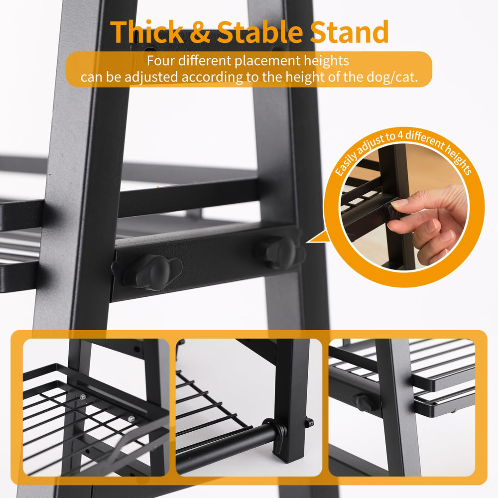 Tamaykim bowls sit on a metal non-slip stand for stable, mess-free feeding.
