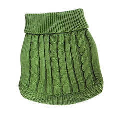 Tangpan turtleneck classic straw-rope pro dog sweater green front view for warm outdoor walks