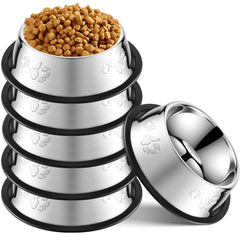 Tanlade eight-pack stainless steel bowls for easy feeding and durability.