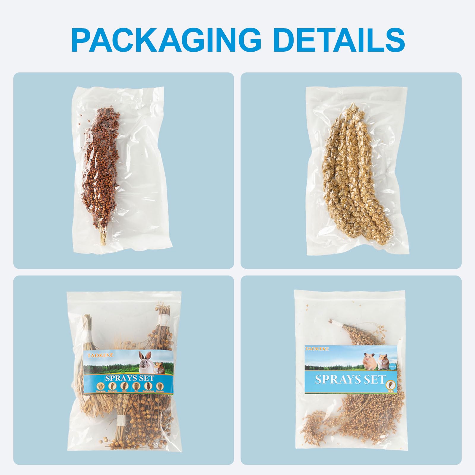 TAOKEKE hamster spray set wheat sprays close-up shows safe chewing foraging components