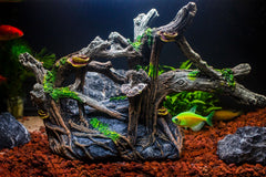 TAOMYPETS resin driftwood closeup, non-toxic, safe for fish and shrimp habitats.
