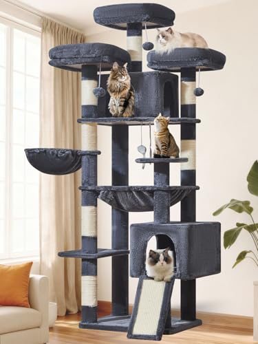 Taoqimiao 76-Inch Cat Tree XXL base offers stable support for large cats.