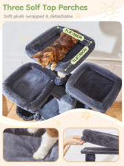Taoqimiao 76-Inch Cat Tree XXL double condos for quiet cat retreats.