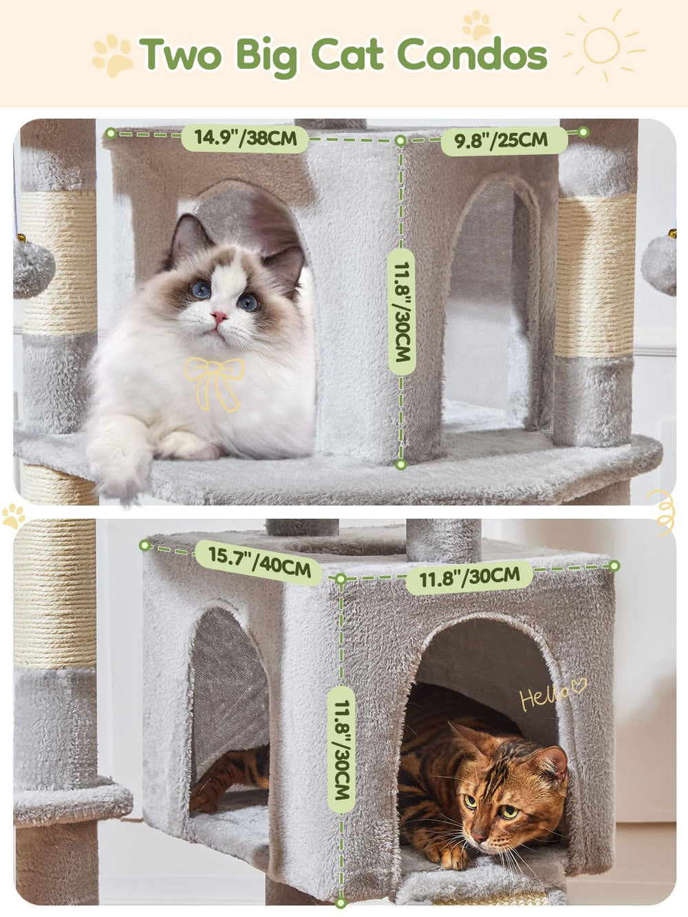 Taoqimiao 76-Inch Cat Tree XXL metal hammock demonstrates sturdy resting spot for cats.