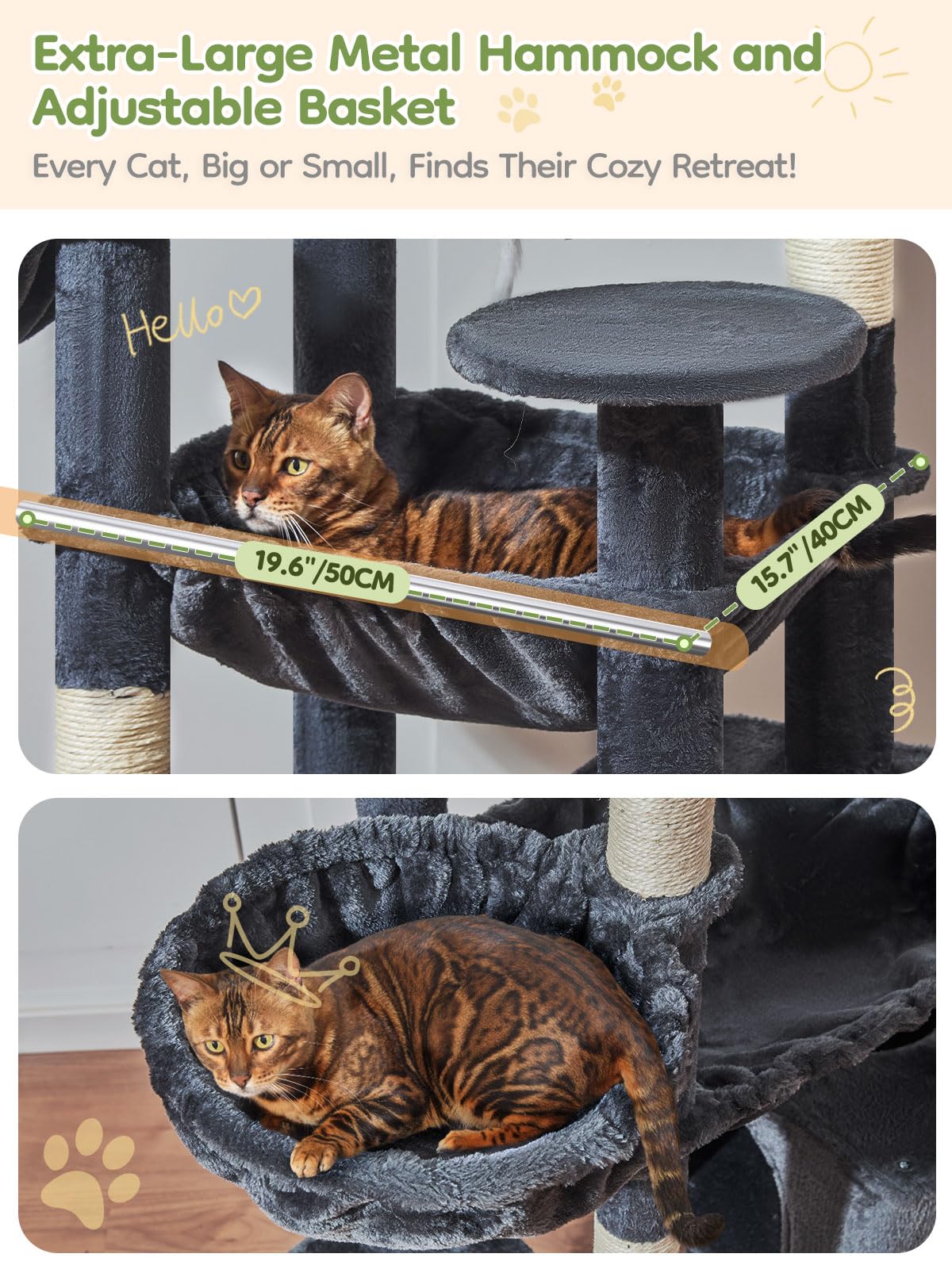 Taoqimiao 76-Inch Cat Tree XXL multi-level play area for several cats.