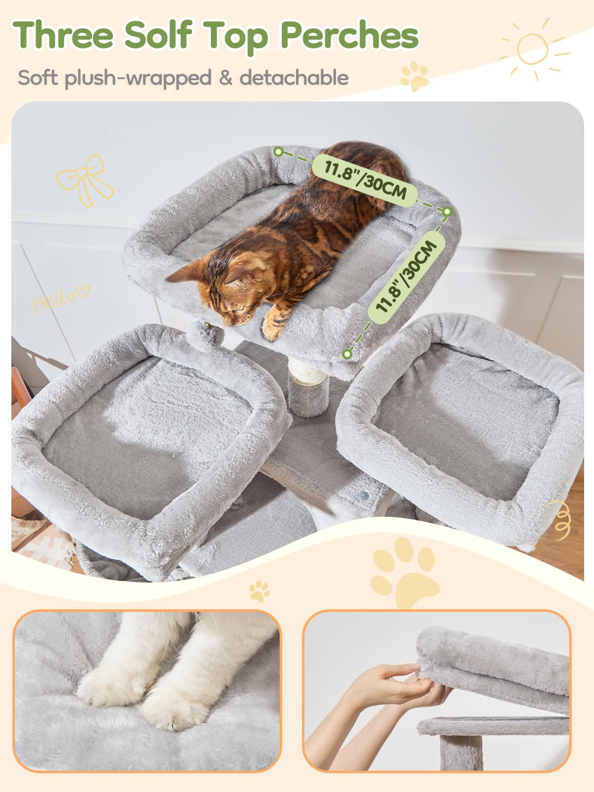 Taoqimiao 76-Inch Cat Tree XXL sisal posts focus on durable scratching and furniture protection.