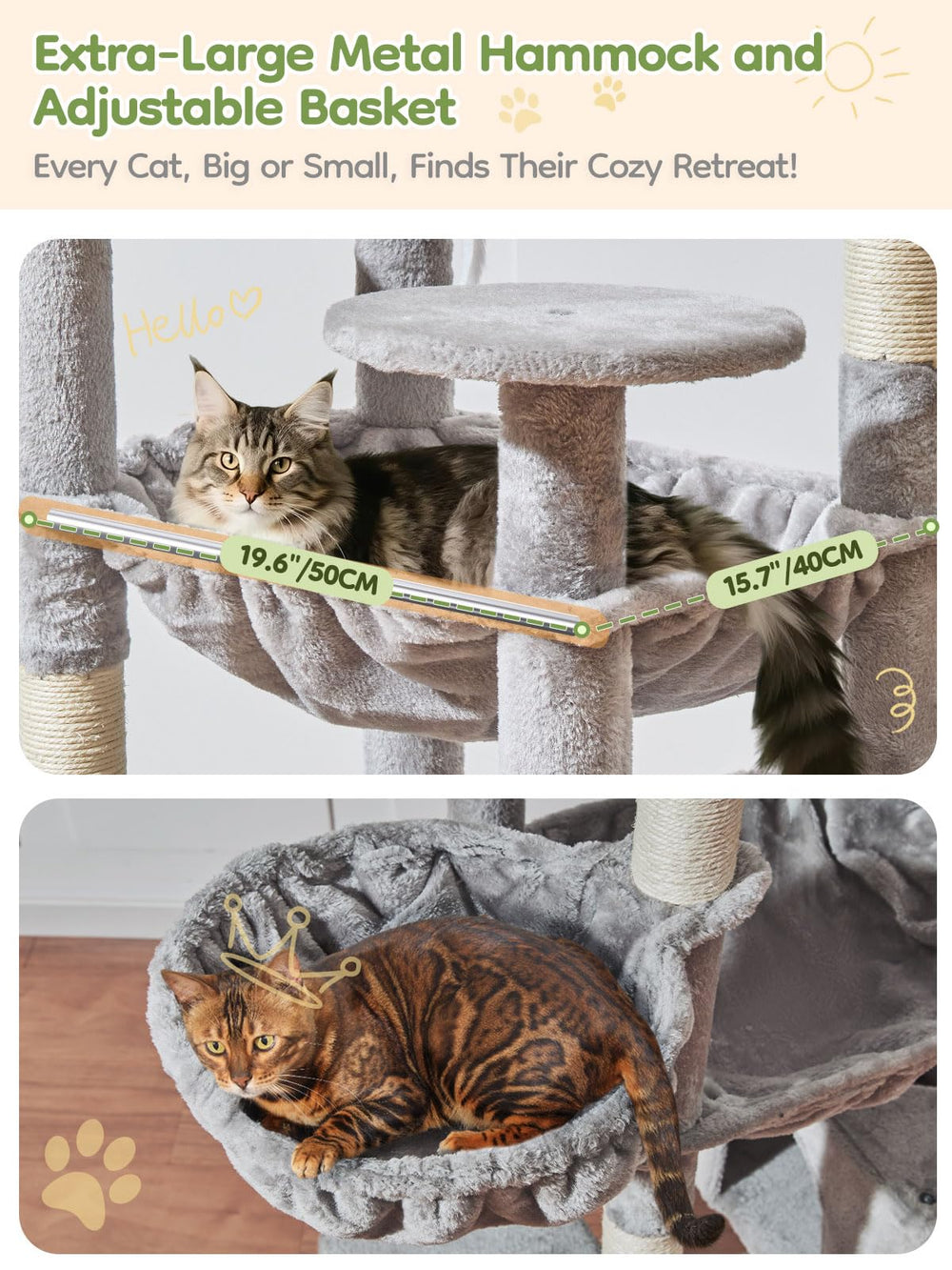 Taoqimiao 76-Inch Cat Tree XXL top perches image highlights safe elevated observation points.