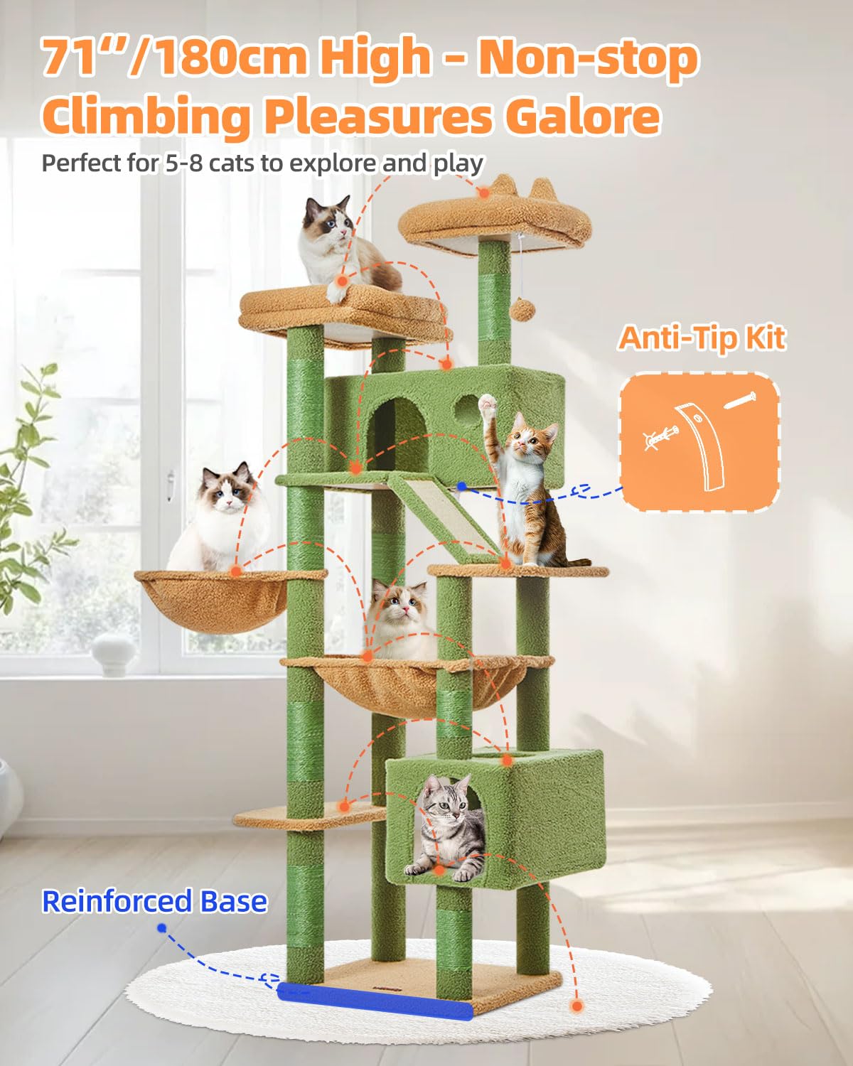 Taoqimiao cactus cat tree assembly guide speeds setup with labeled parts.