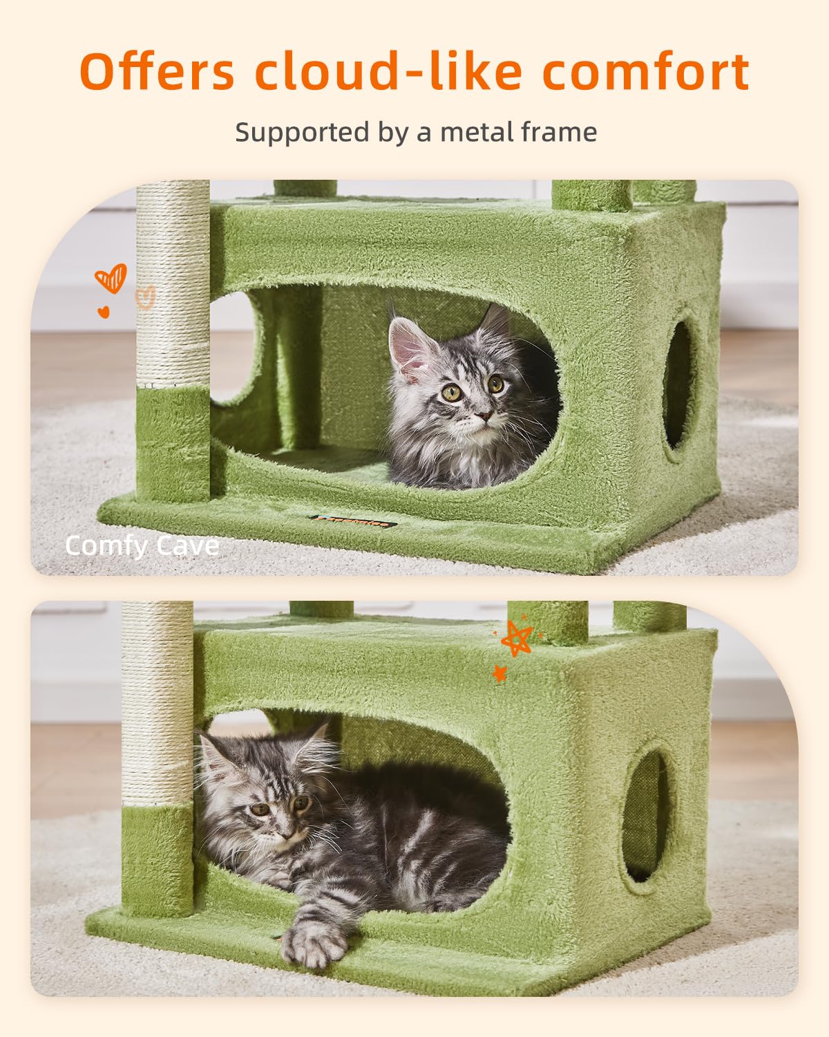 Taoqimiao cat tree anti-tip kit improves stability during activity.