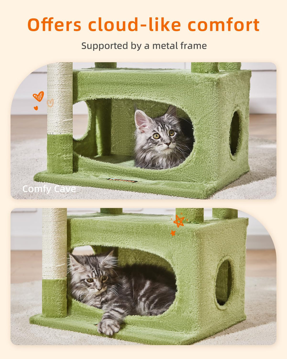 Taoqimiao cat tree anti-tip kit improves stability during activity.