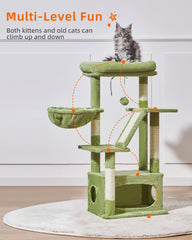 Taoqimiao cat tree with natural sisal columns for claw sharpening.