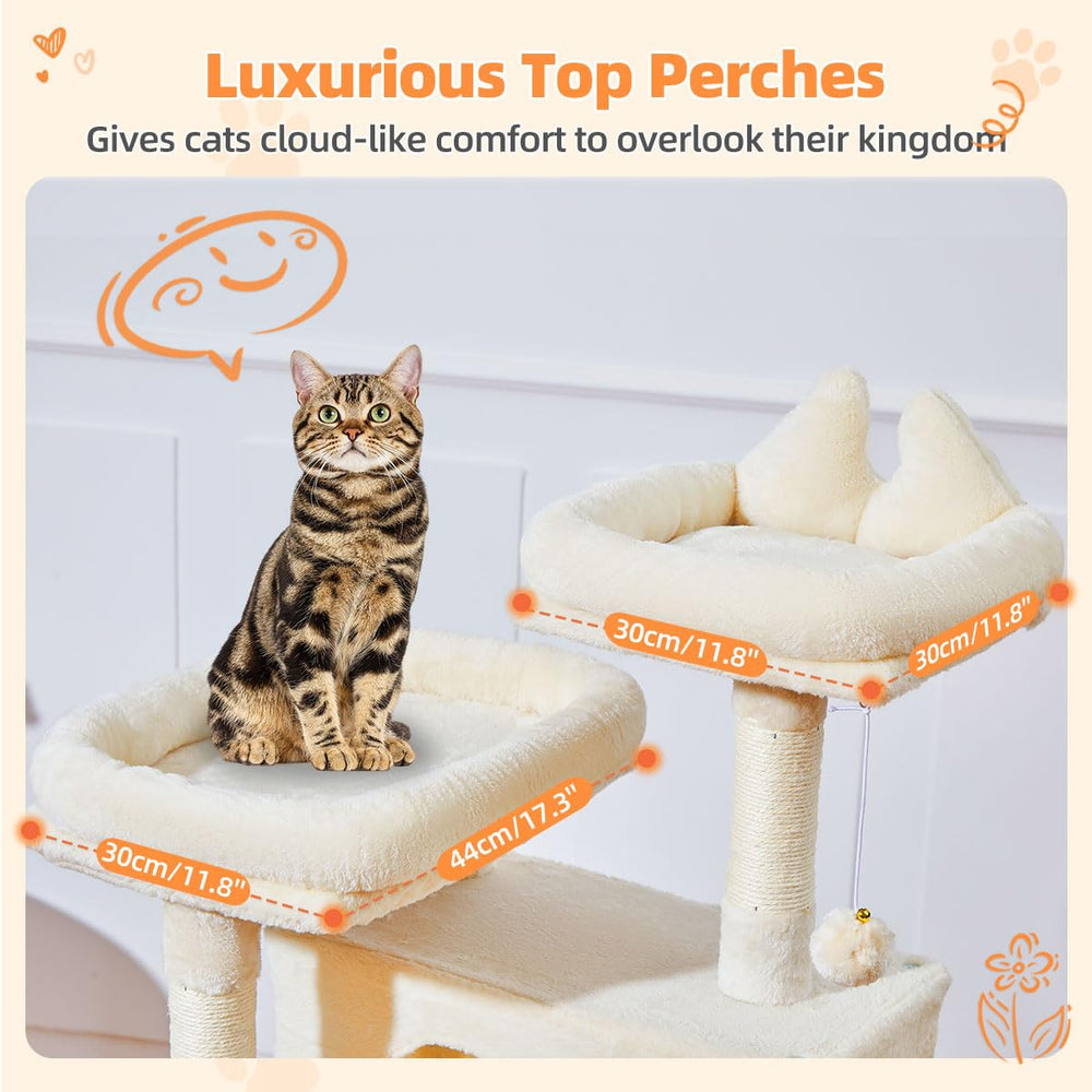 Taoqimiao cat tree 57.5-inch durable scratch board for active scratching sessions.