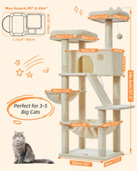Taoqimiao cat tree 57.5-inch top perch offering room-side scenery for supervision.