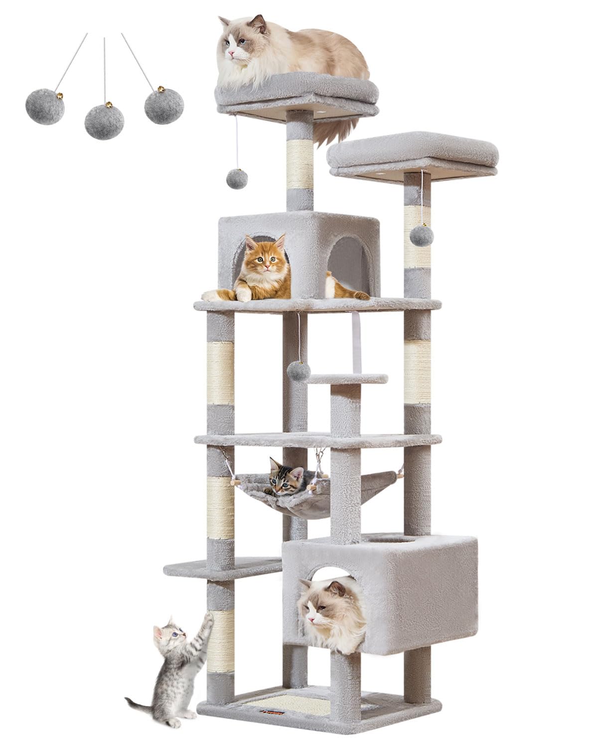 Taoqimiao cat tree 68inch-base shows a sturdy foundation for safe climbing