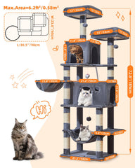Taoqimiao cat tree with nine scratching posts for claw care and activity