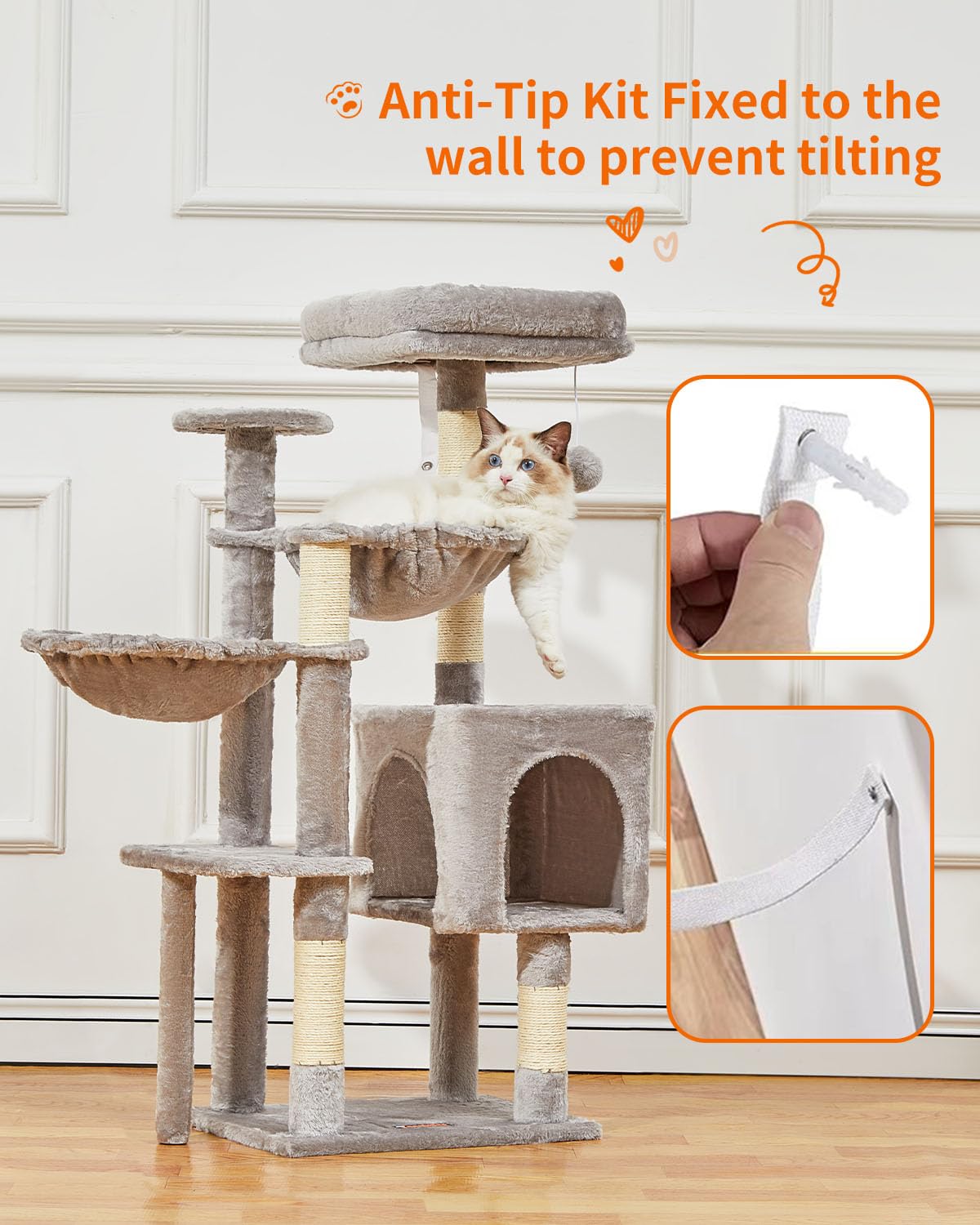 Taoqimiao Cat Tree anti-tip kit enhances stability during play
