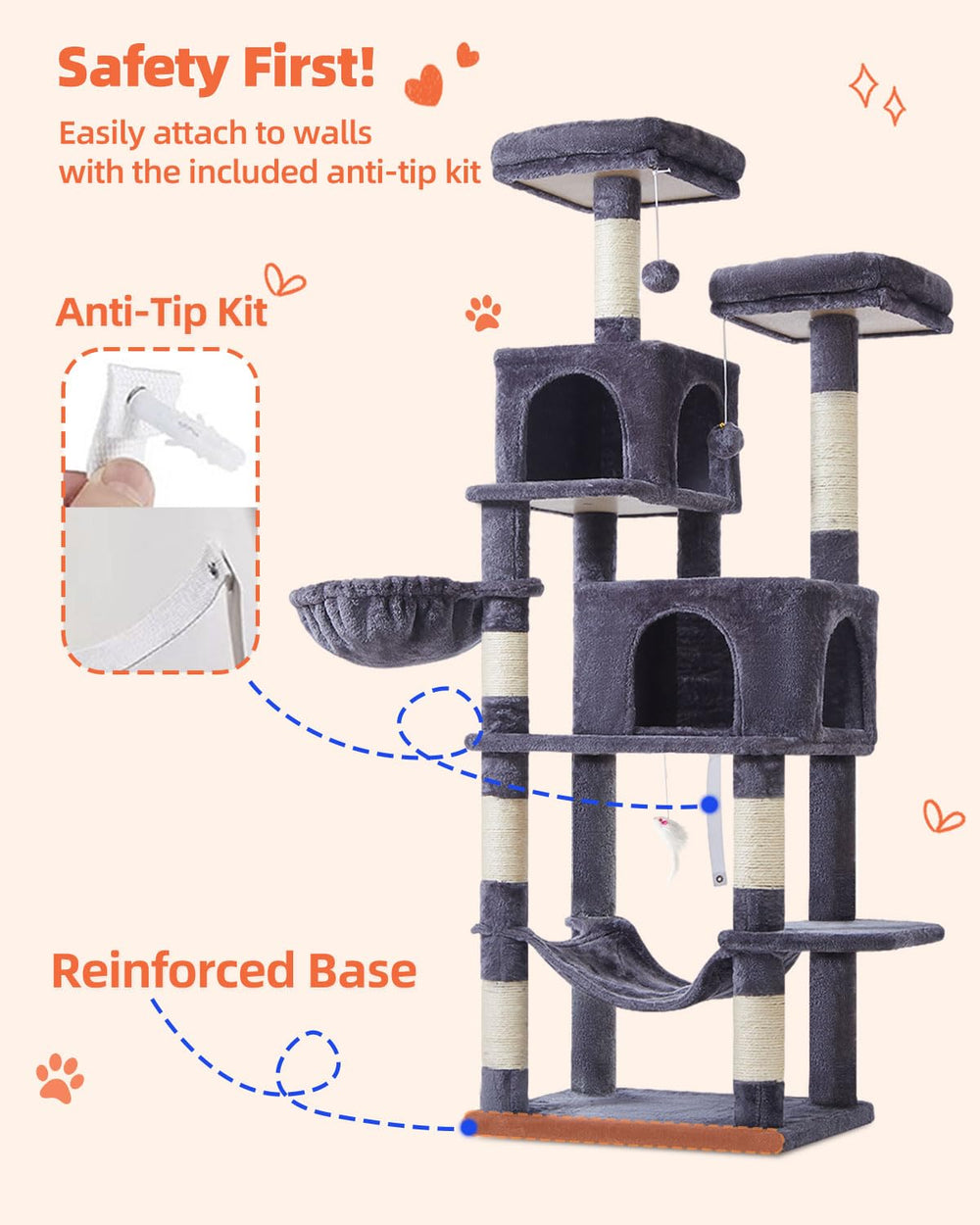 Taoqimiao Cat Tree assembly-friendly design uses numbered parts.