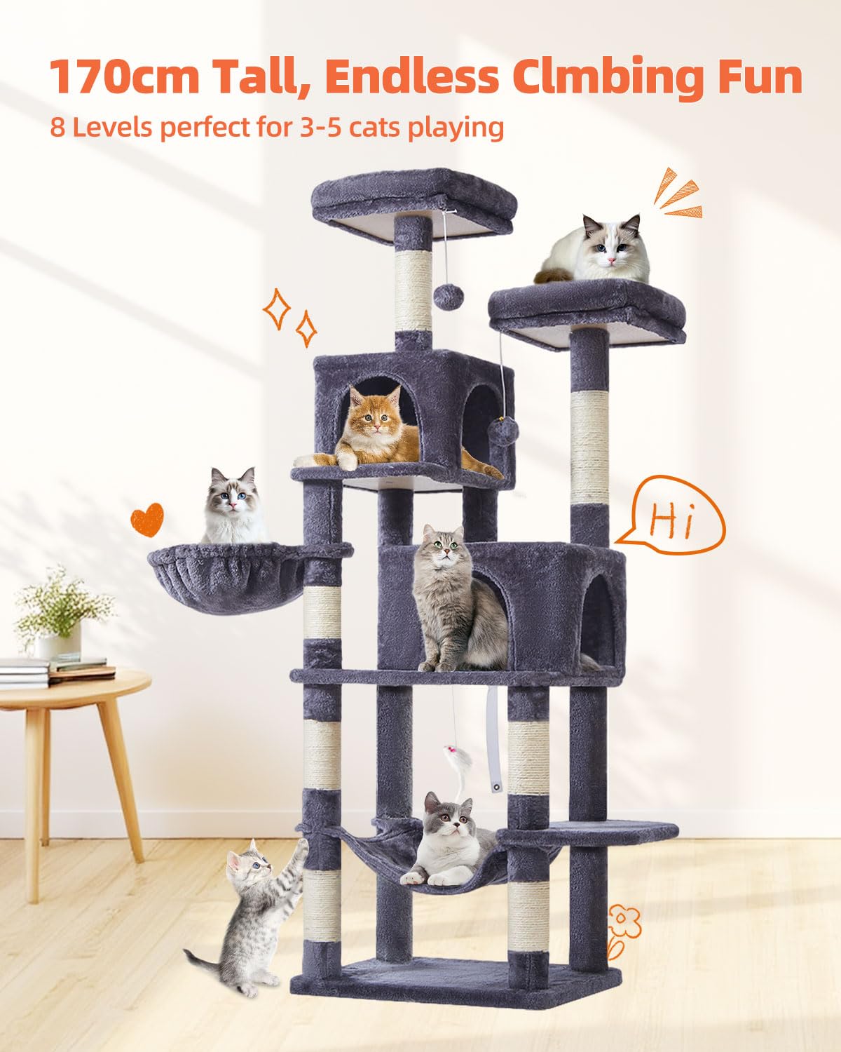 Taoqimiao Cat Tree base reinforces stability for active jumps.