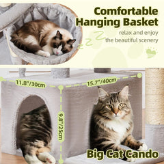 Taoqimiao cat tree spacious cave provides private retreat for cats.