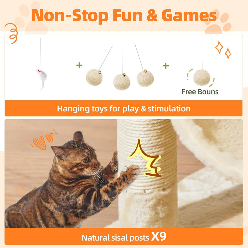 Taoqimiao extended platforms on cat tree for easy jumps between levels.